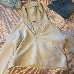 Cream Crop Relaxed Hoodie
